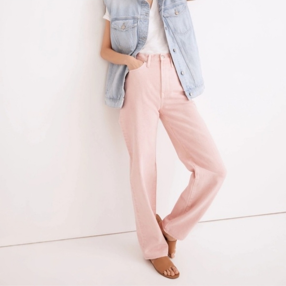 Madewell Women's Size 27 Pink Baggy Straight Leg High Rise 100% Cotton Jeans